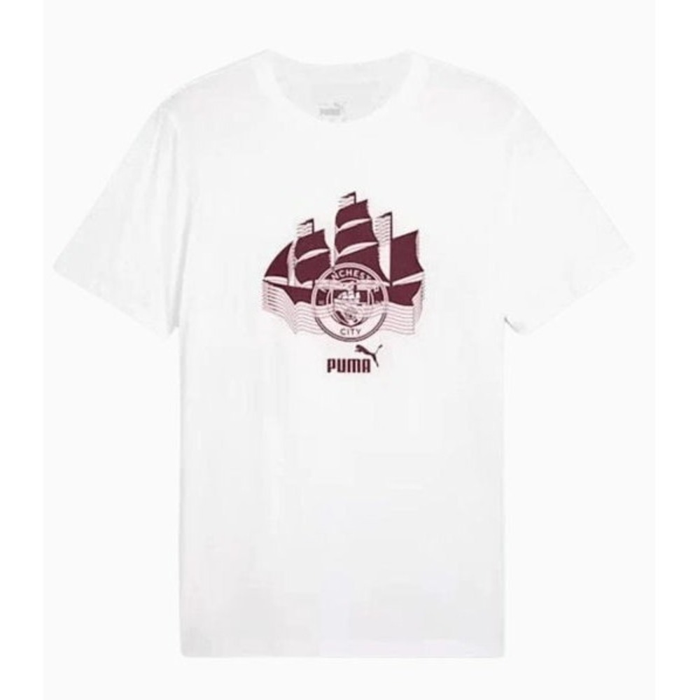 Puma Kid's YOUTH MCFC Manchester City FtblCulture Tee - White - Size XS (7/8Y)